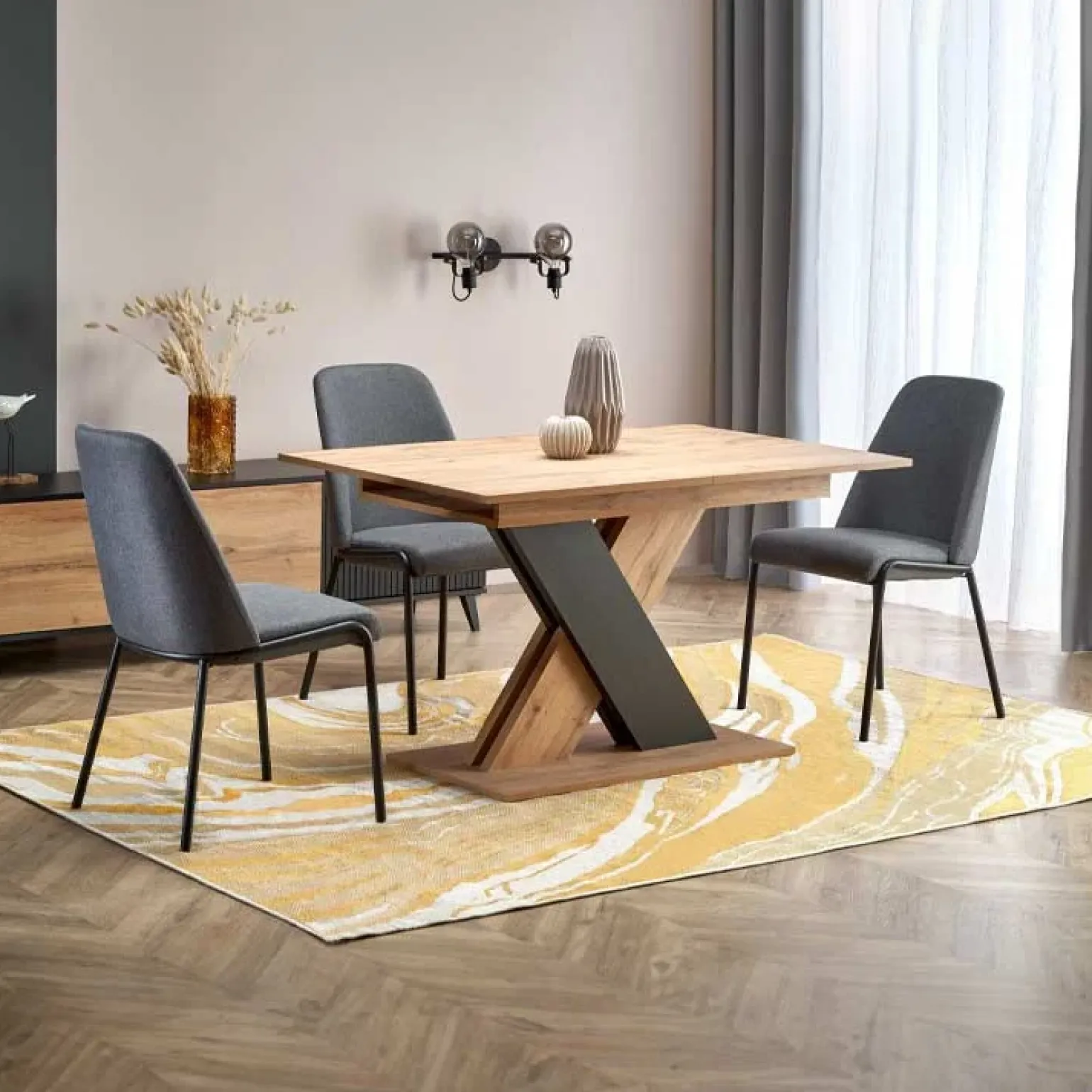 Tavolo allungabile 130/175cm da pranzo moderno rovere nero Brenta