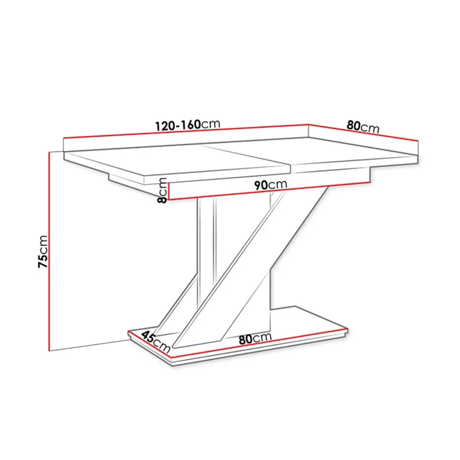Tavolo allungabile 120/160cm moderno da pranzo nero effetto pietra Amilia