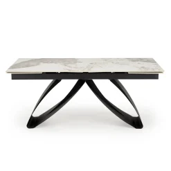 Tavolo allungabile 180/260cm moderno effetto marmo bianco nero Novellino