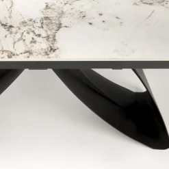 Tavolo allungabile 180/260cm moderno effetto marmo bianco nero Novellino