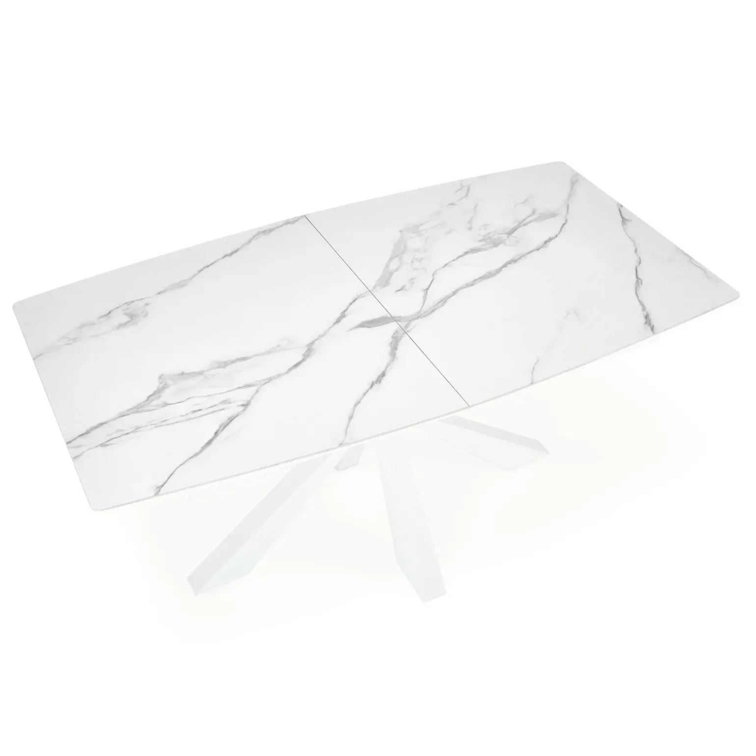 Tavolo allungabile 160/200cm moderno effetto marmo bianco Lucinda