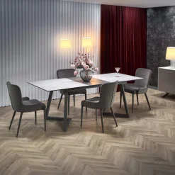 Tavolo allungabile 160/210cm moderno vetro acciaio grigio Jennifer