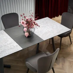 Tavolo allungabile 160/210cm moderno vetro acciaio grigio Jennifer