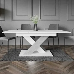 Tavolo allungabile 140/180cm moderno rettangolare bianco cemento Ivonne