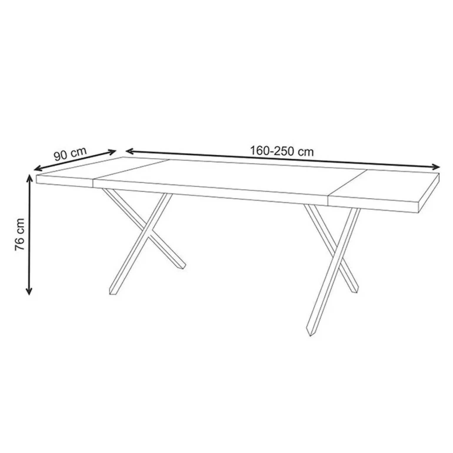 Tavolo allungabile 160/250cm moderno rovere nodato acciaio nero Briga