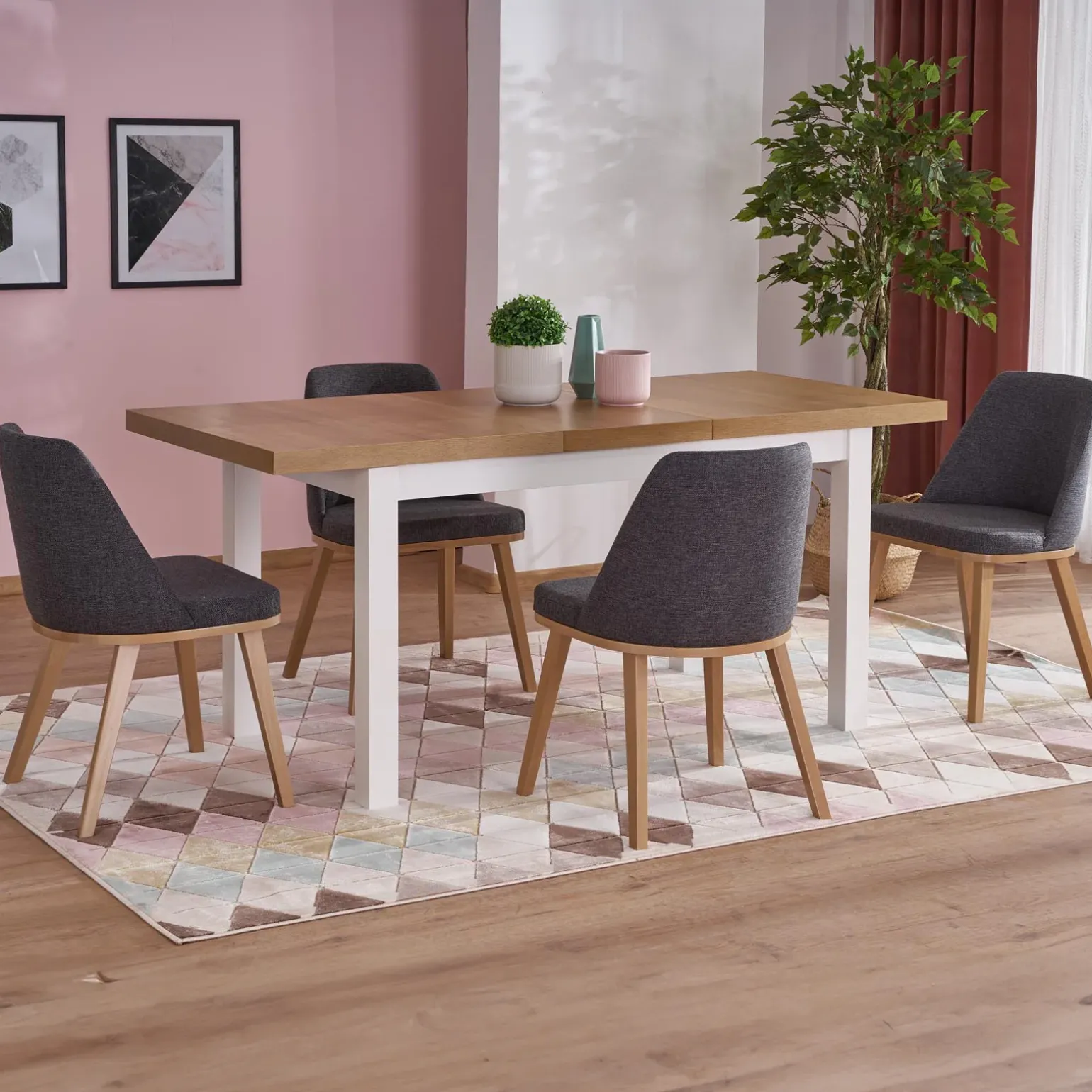 Tavolo allungabile 140/220cm rettangolare rovere nodato bianco Ace