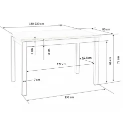 Tavolo allungabile 140/220cm rettangolare rovere nodato bianco Ace