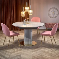 Tavolo allungabile 120/160cm rotondo marmo grigio oro Ticino