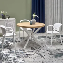 Tavolo allungabile 100/250cm rotondo rovere dorato bianco Sarajevo