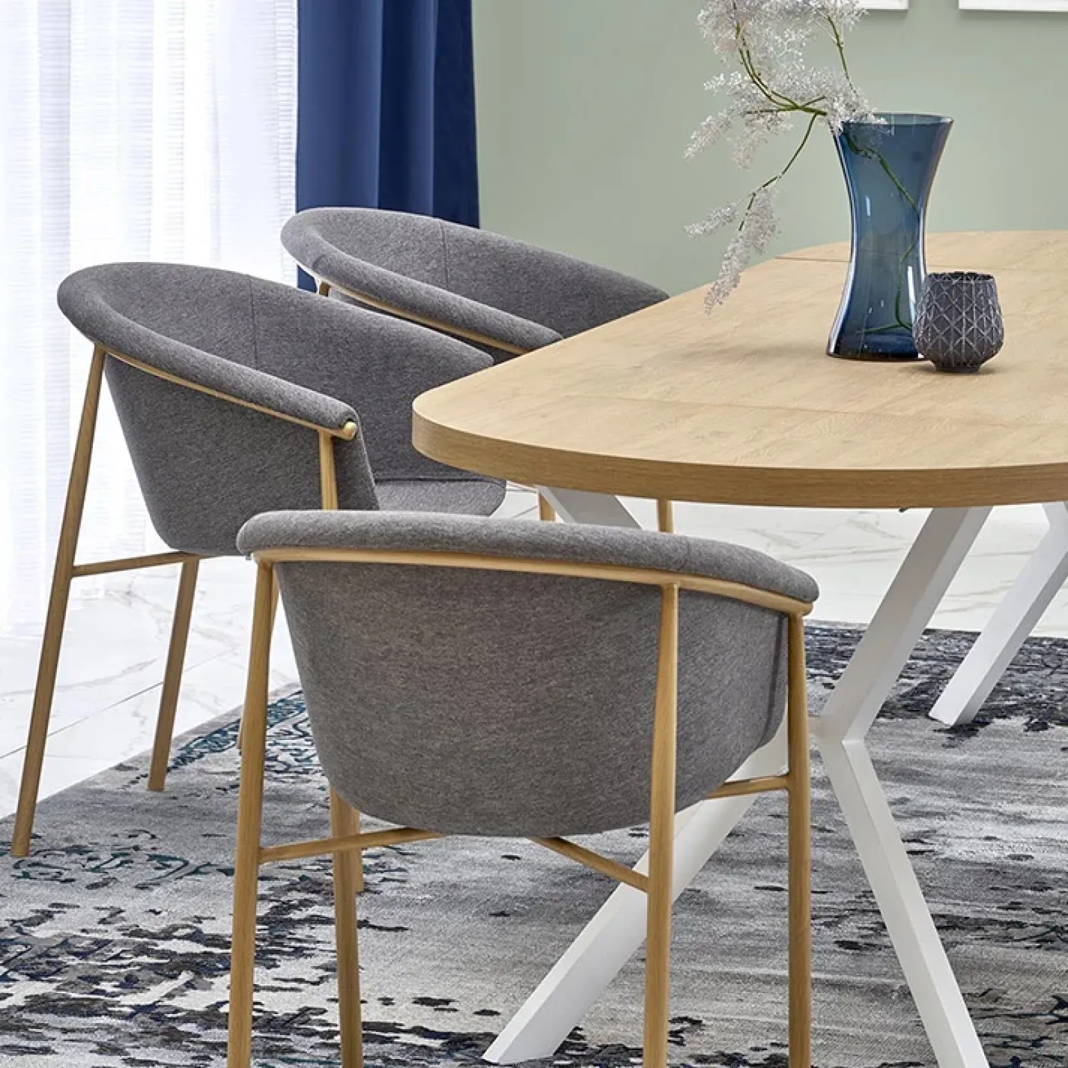 Tavolo allungabile 100/250cm rotondo rovere dorato bianco Sarajevo