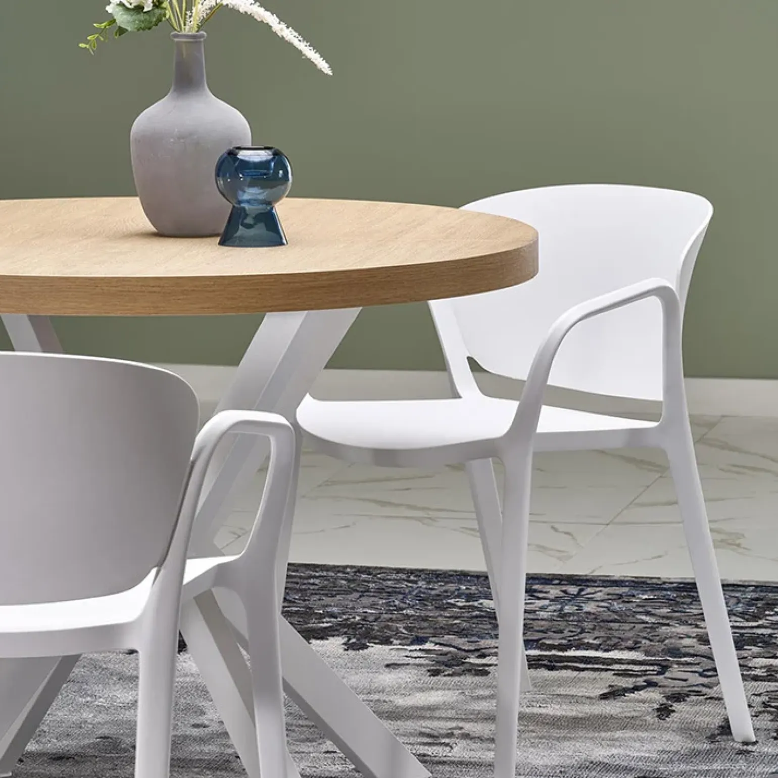 Tavolo allungabile 100/250cm rotondo rovere dorato bianco Sarajevo