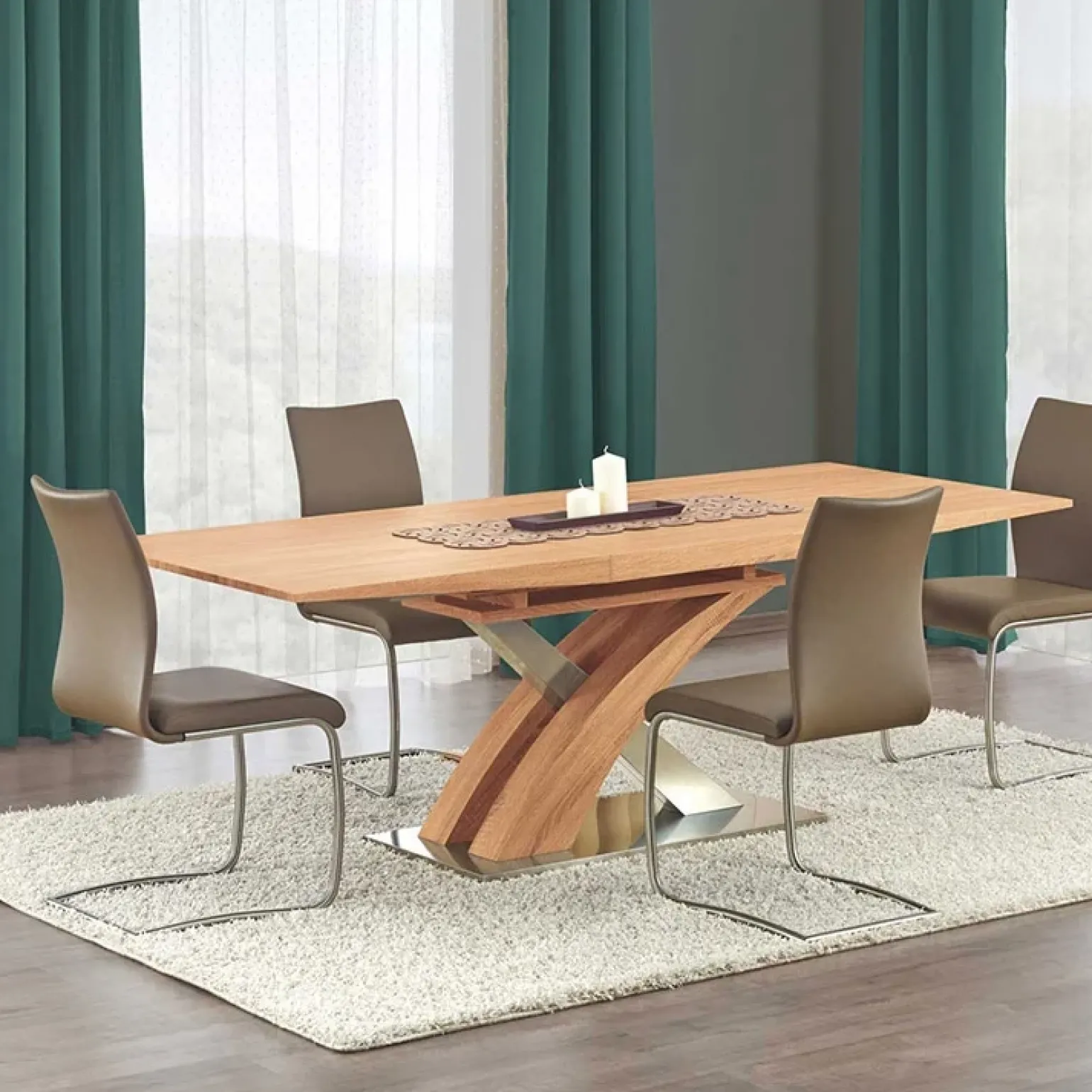Tavolo allungabile 160/220cm rovere acciaio Iride Gihome®