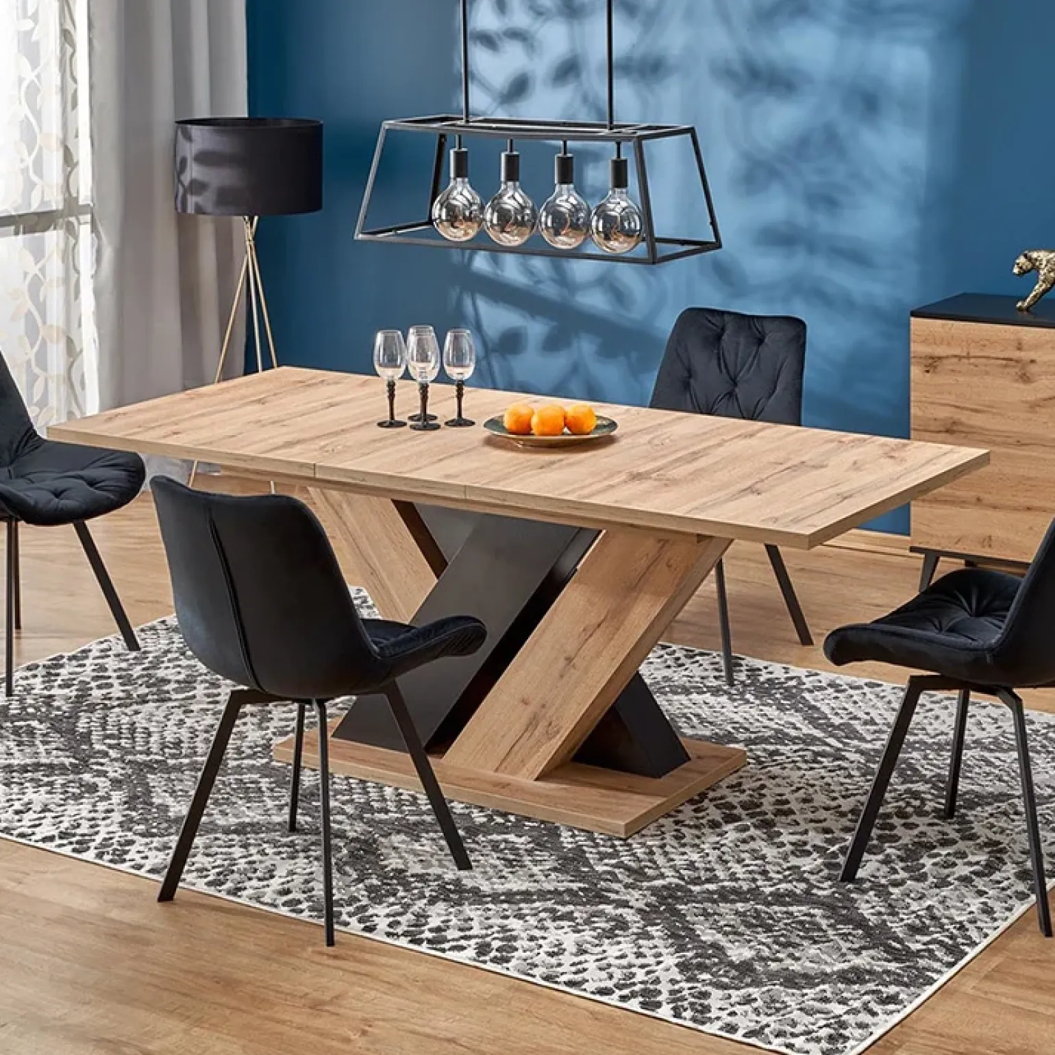 Tavolo allungabile moderno 160/200cm rovere nero Wolly