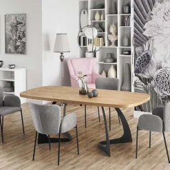 Tavolo allungabile moderno 160/200cm rovere naturale nero Evan