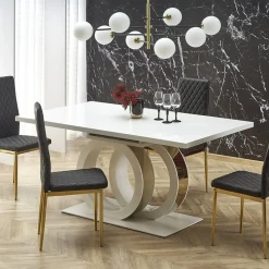 Tavolo allungabile moderno 160/200cm bianco oro Malvasia