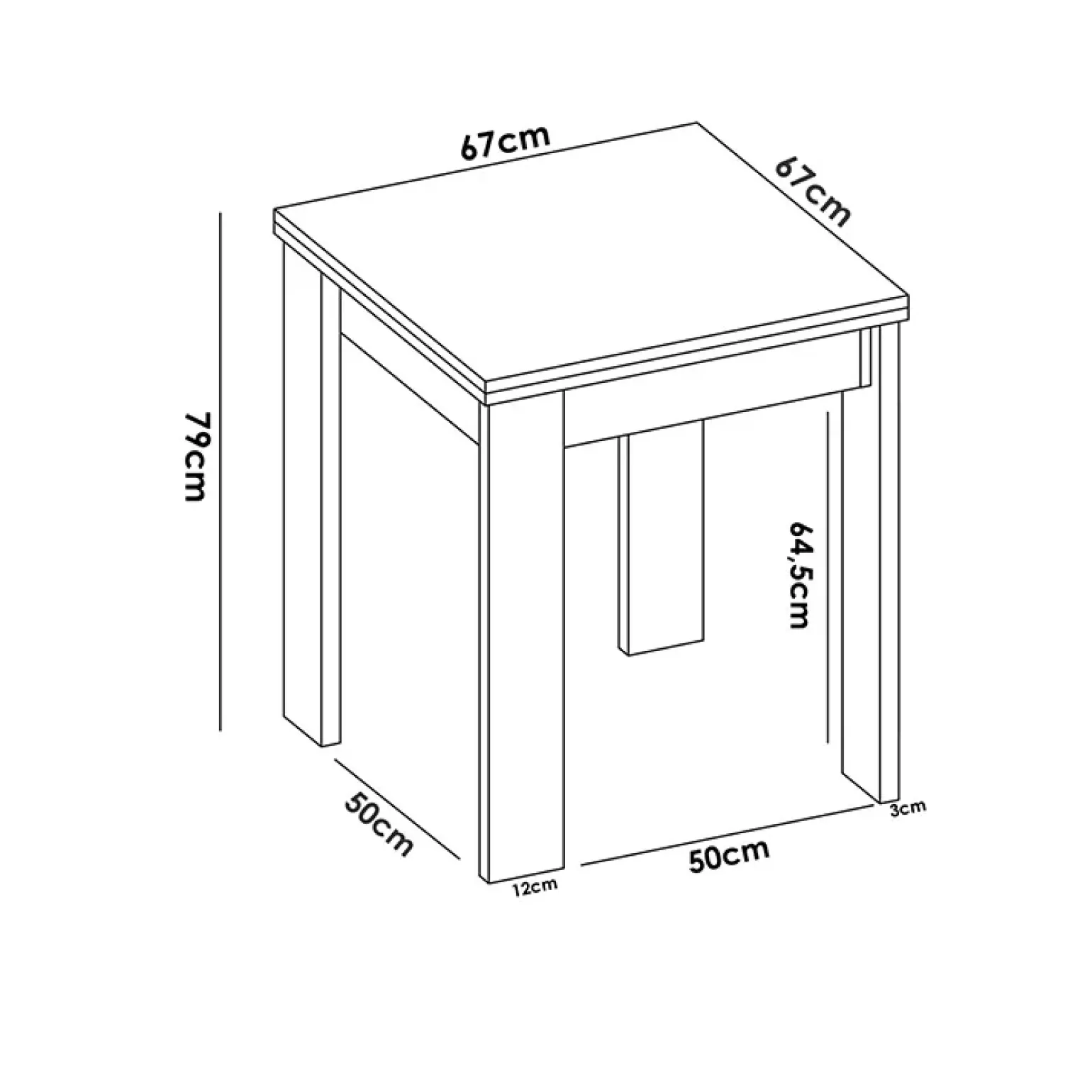Tavolo allungabile 67-134x67cm legno naturale Koke