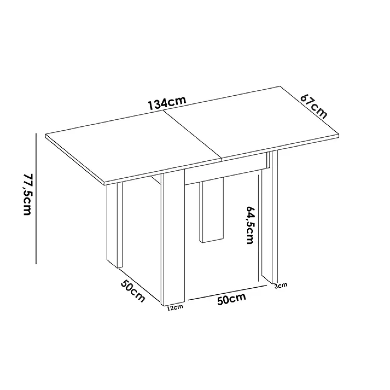 Tavolo allungabile 67-134x67cm legno naturale Koke