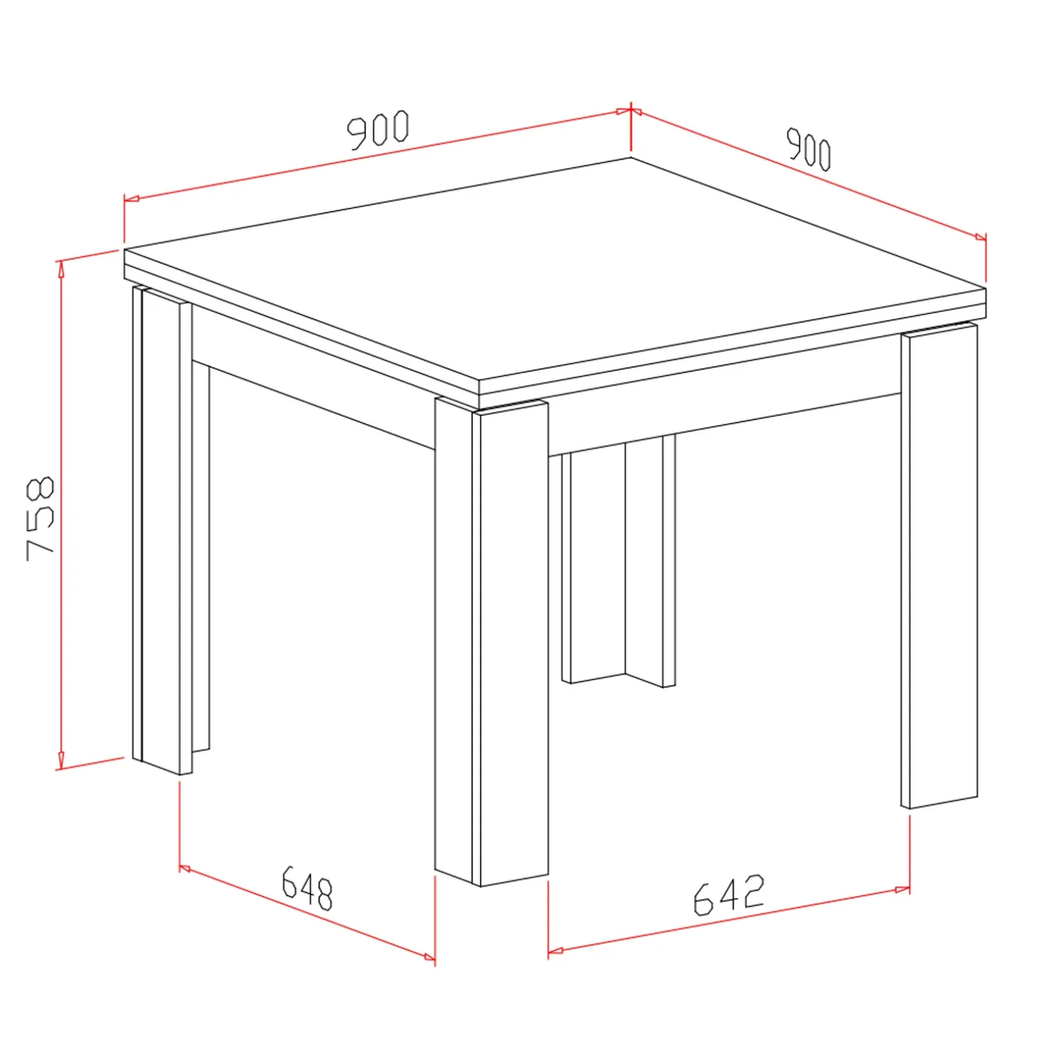 Tavolo allungabile 90x90cm moderno a libro noce Calla