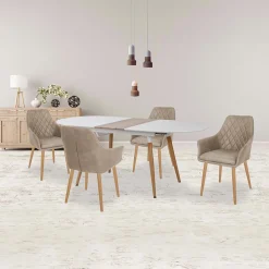 Tavolo 160/200cm allungabile bianco opaco rovere Giove Gihome®