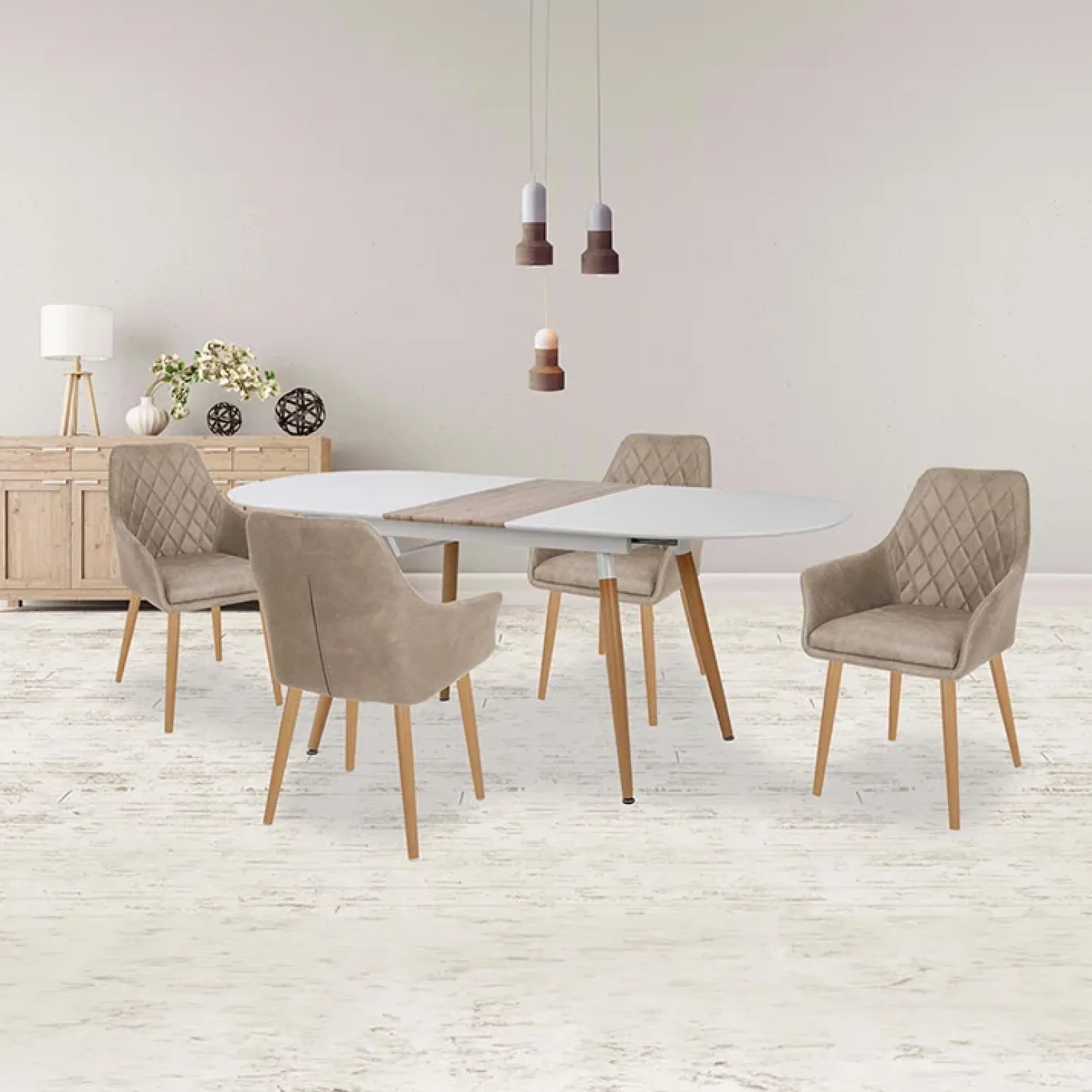 Tavolo 160/200cm allungabile bianco opaco rovere Giove Gihome®