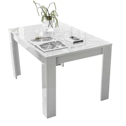 Tavolo 137/185cm allungabile bianco lucido con serigrafia Marvis