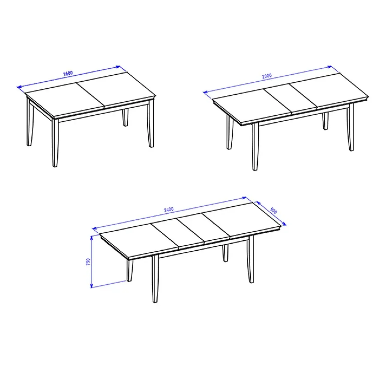 Tavolo 160/240cm allungabile da pranzo rovere scuro Umag