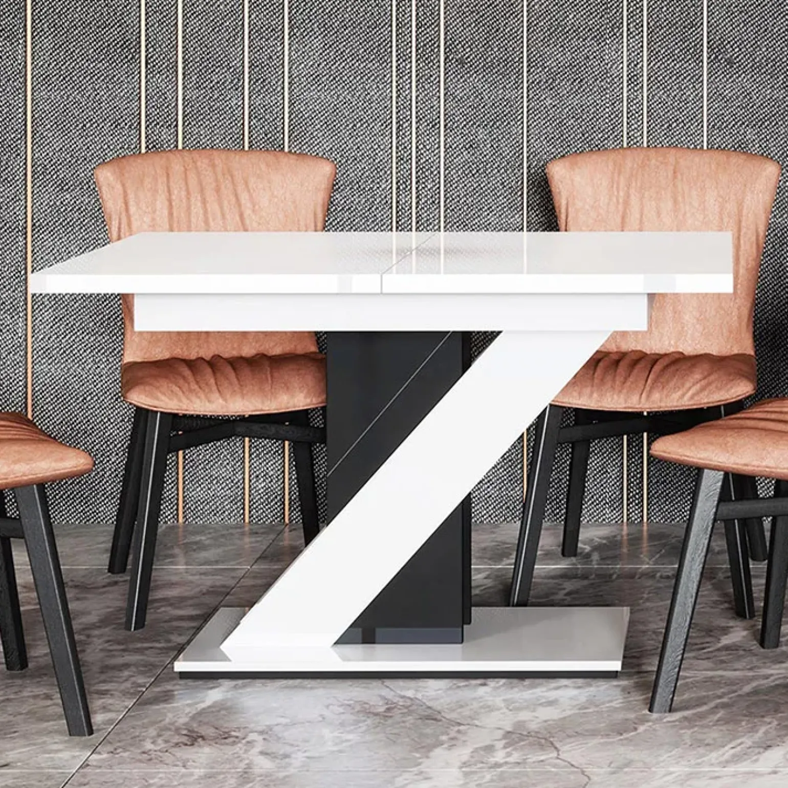 Tavolo 120/160cm allungabile da pranzo bianco nero lucido Amilia