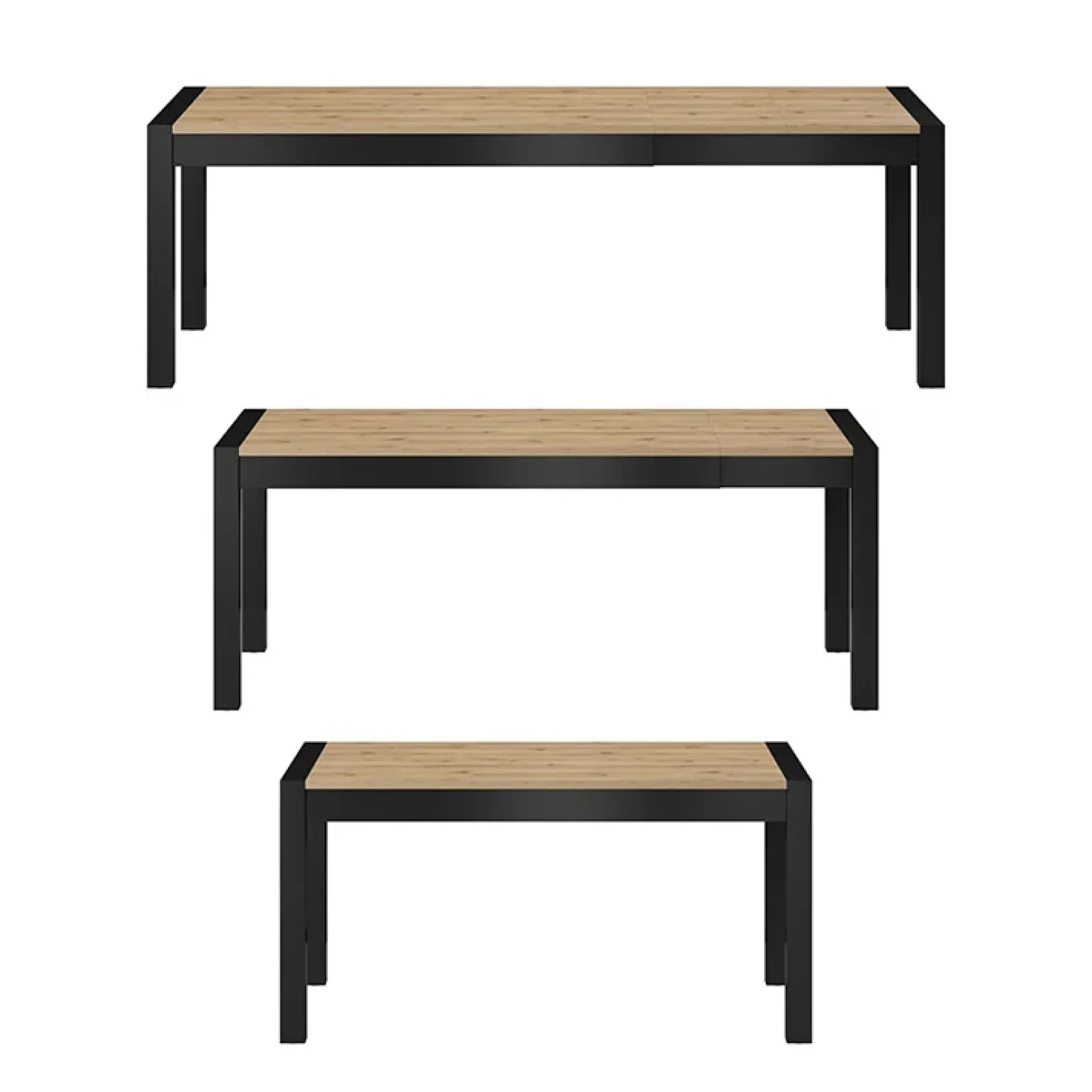 Tavolo 160/240cm allungabile industrial quercia opaco nero Neive