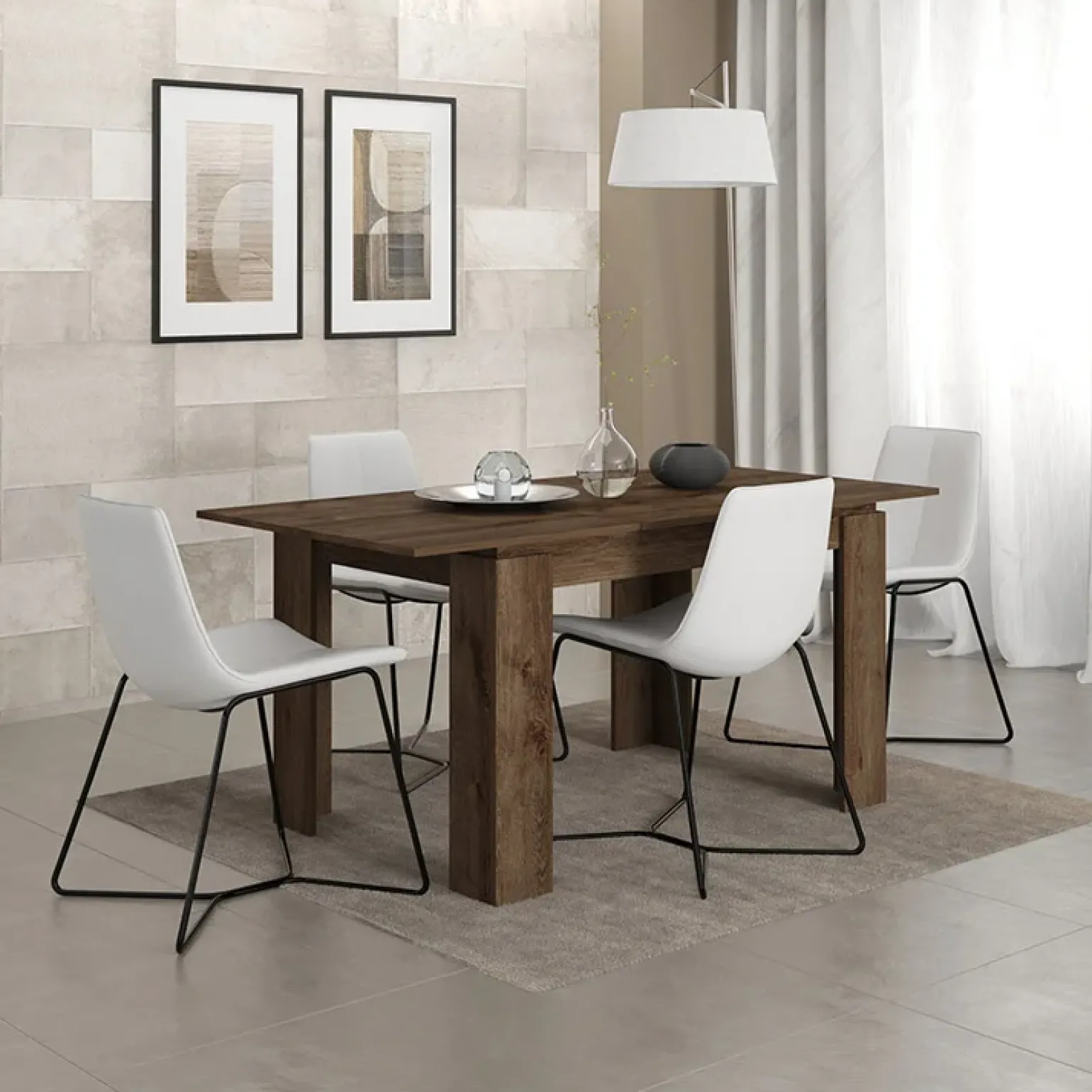Tavolo 120/160cm allungabile moderno legno rovere scuro Atena
