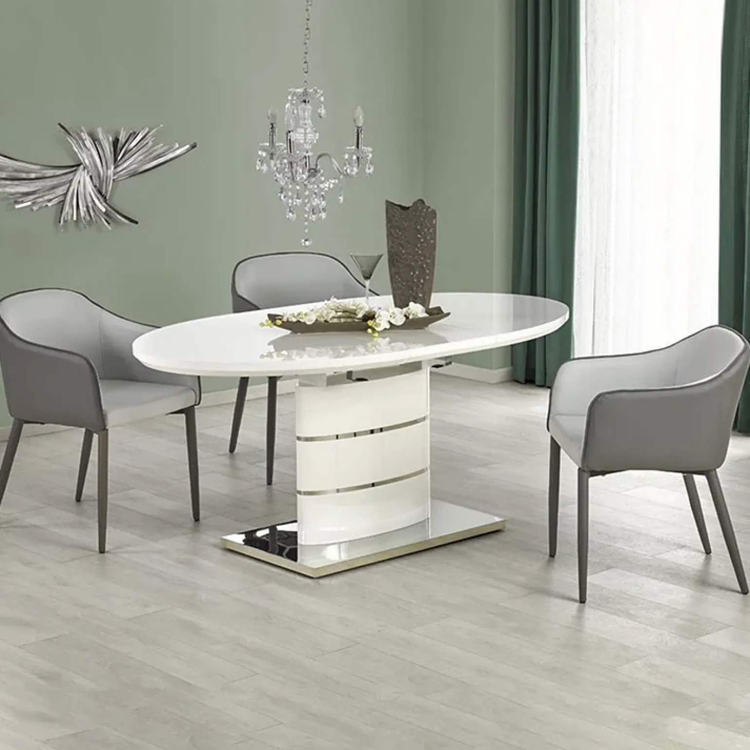 Tavolo 140/180cm allungabile moderna bianco lucido Tamarindo