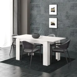 Tavolo 120/160cm allungabile moderno legno bianco frassinato Atena