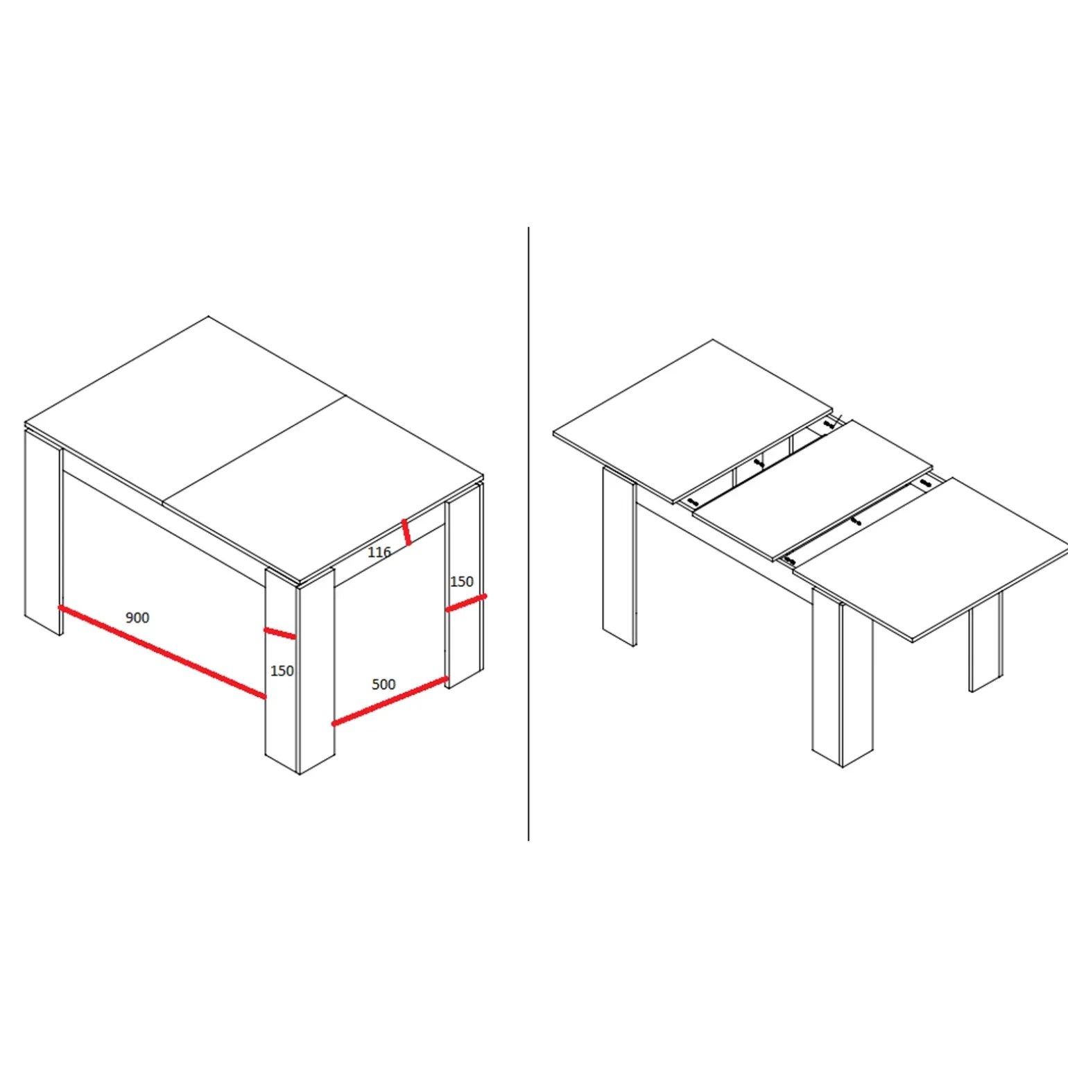 Tavolo 120/160cm allungabile moderno legno bianco frassinato Atena