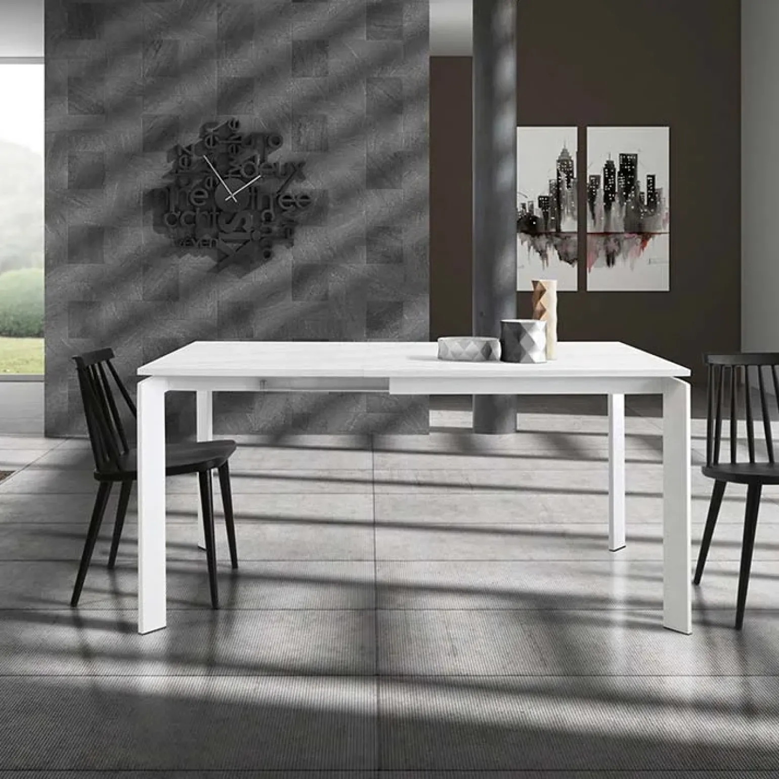 Tavolo 90/150cm allungabile moderno bianco frassinato Dylan Gihome®