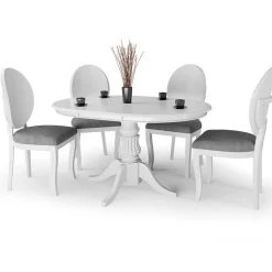 Tavolo 90/124cm allungabile rotondo moderno bianco Circle