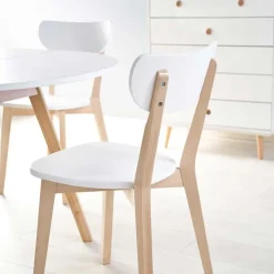 Tavolo 102/142cm allungabile rotondo bianco opaco rovere Medina