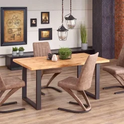 Tavolo 160/250cm allungabile rovere nodato acciaio nero Cardiff