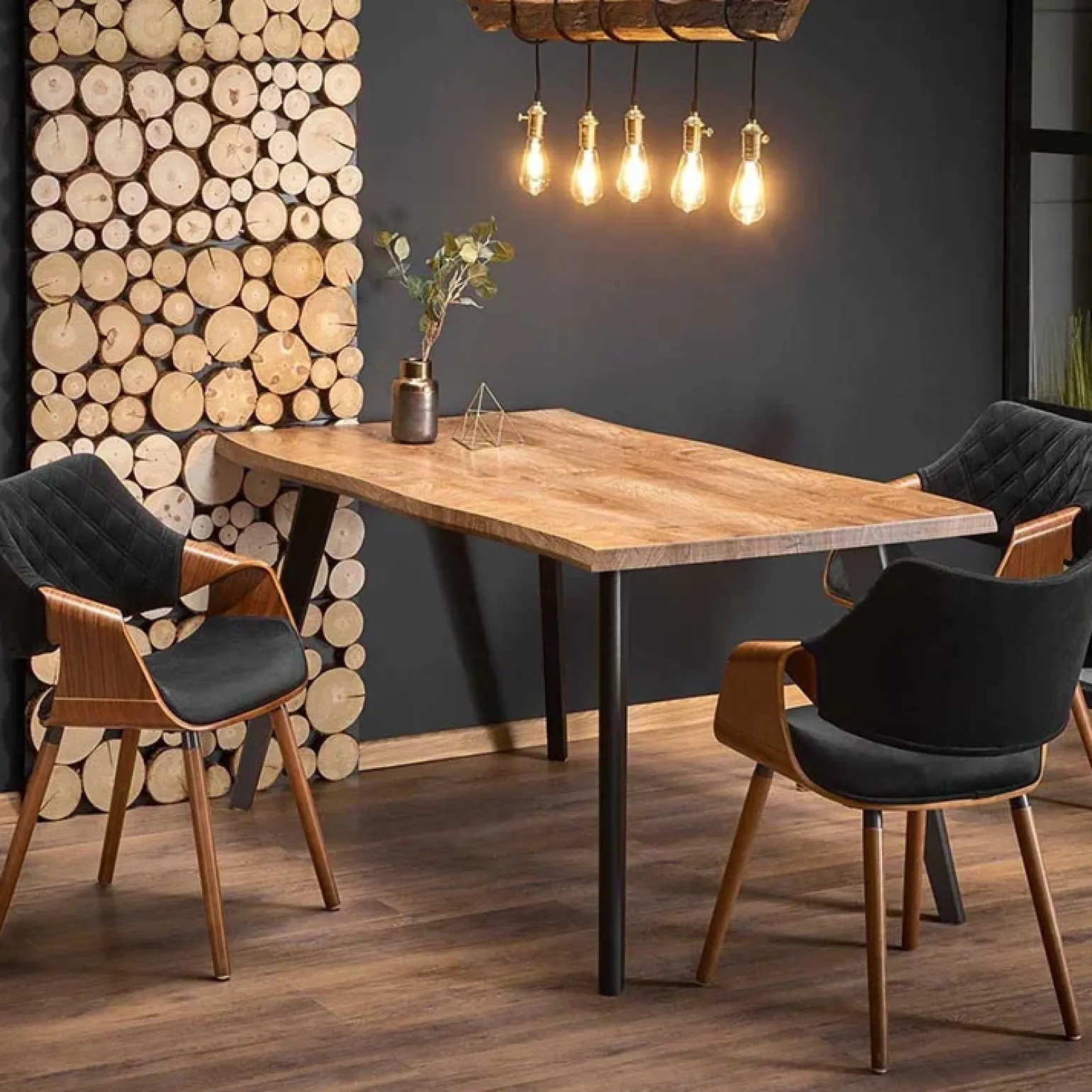 Tavolo 150/210cm allungabile rovere naturale nero Locarno