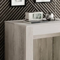 Tavolo 54/252cm consolle allungabile moderno bianco frassinato Violette
