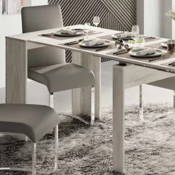 Tavolo 54/252cm consolle allungabile moderno bianco frassinato Violette
