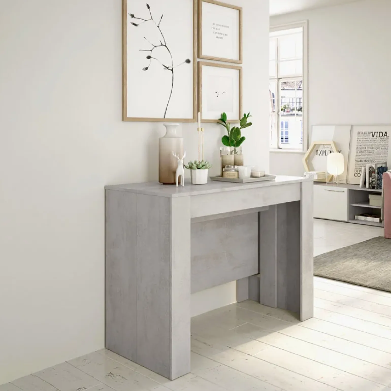 Tavolo 51/237cm consolle allungabile grigio cemento Fox Gihome®