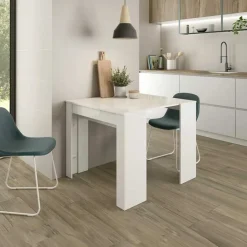 Tavolo 51/237cm consolle allungabile moderno bianco lucido Demetra