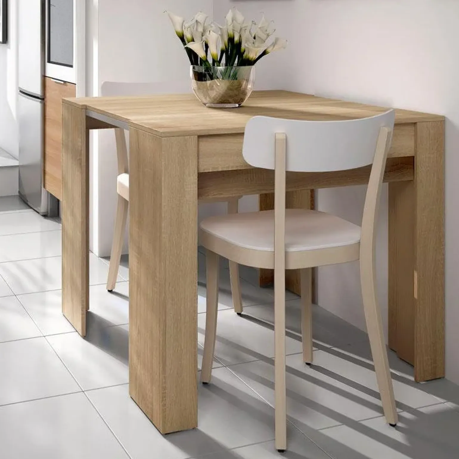 Tavolo 51/237cm consolle allungabile moderno rovere chiaro Venere