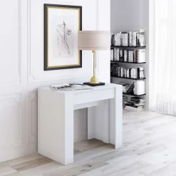 Tavolo 52/238cm consolle allungabile moderno bianco opaco Virginia