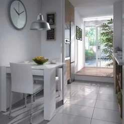 Tavolo 52/238cm consolle allungabile moderno bianco opaco Virginia