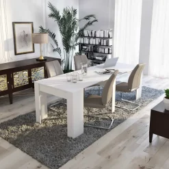 Tavolo 52/238cm consolle allungabile moderno bianco opaco Virginia