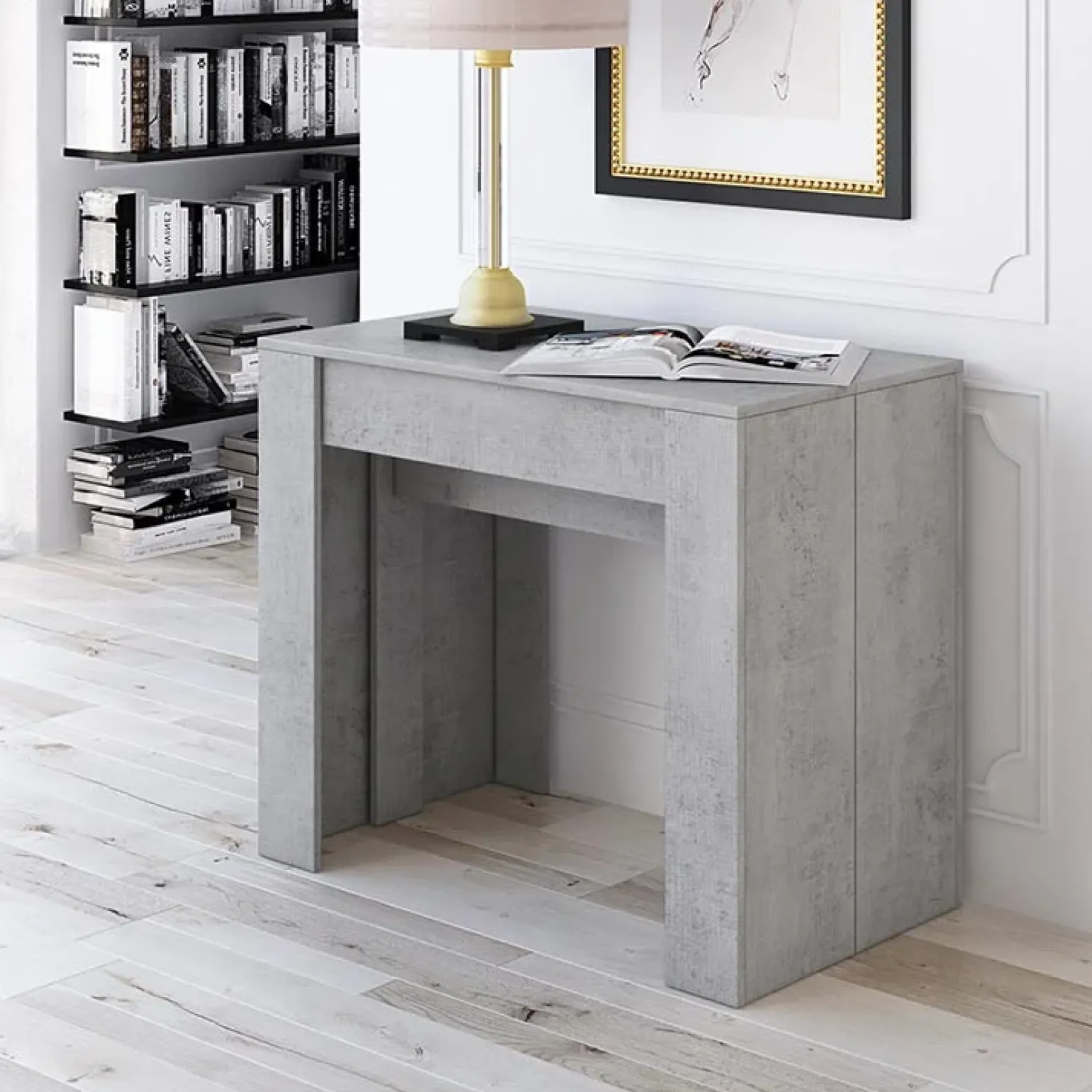 Tavolo 52/238cm consolle allungabile grigio cemento Virginia