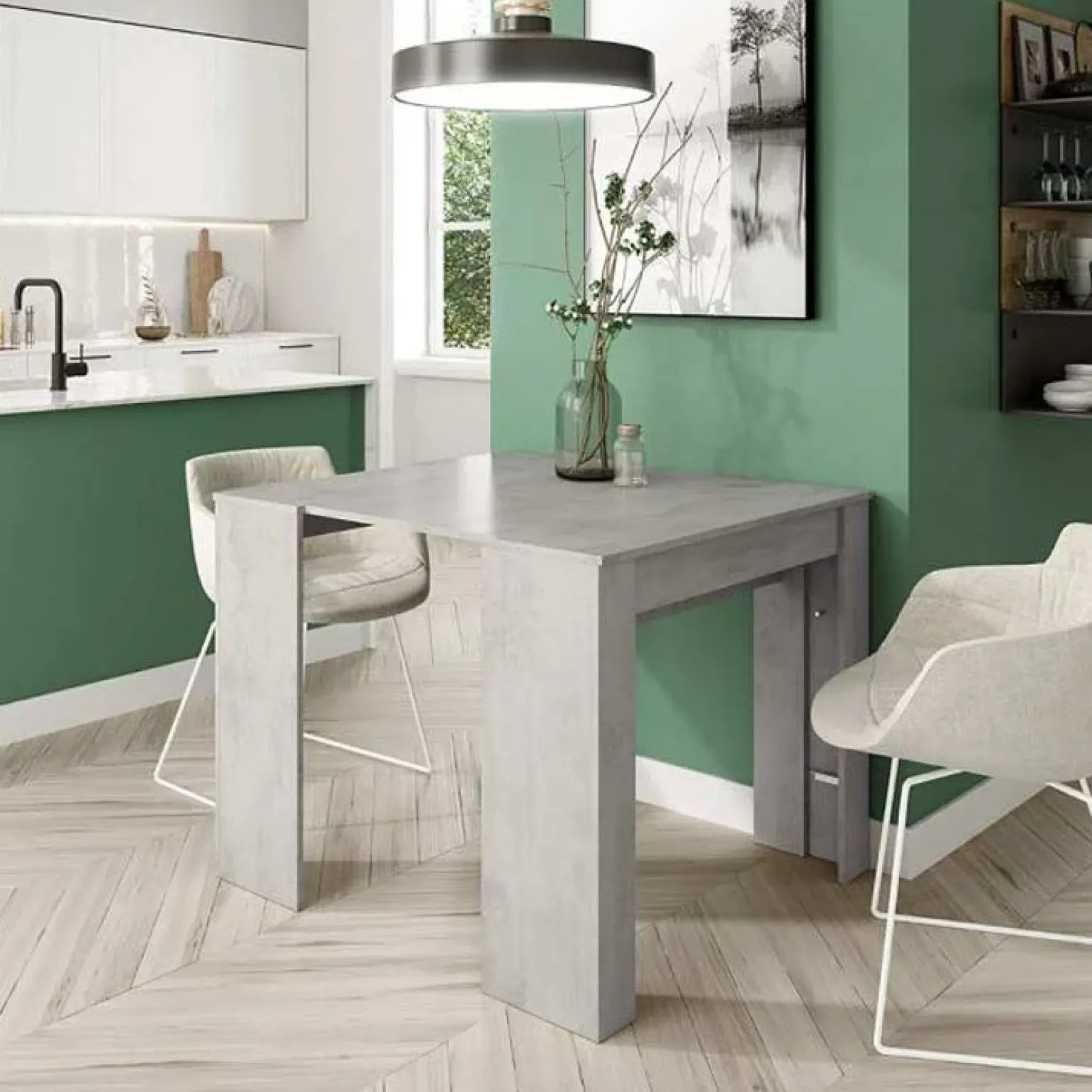 Tavolo 52/238cm consolle allungabile grigio cemento Virginia