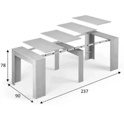 Tavolo 52/238cm consolle allungabile grigio cemento Virginia