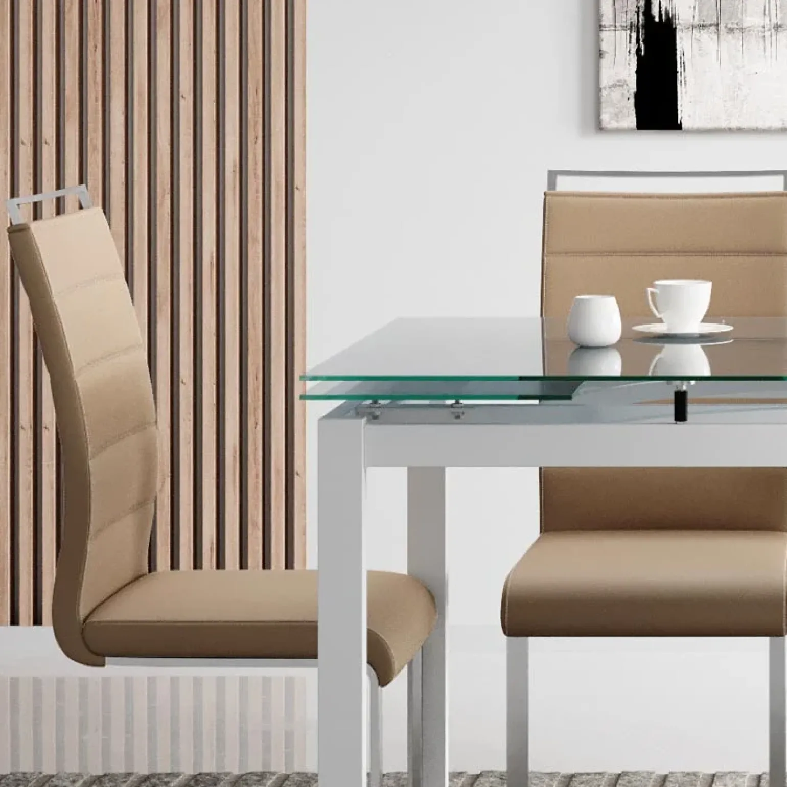 Tavolo 110/170cm in vetro allungabile moderno bianco Liem Gihome®