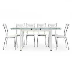 Tavolo 110/170cm in vetro allungabile moderno bianco Liem Gihome®